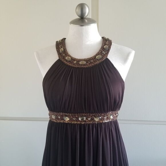 Cache Brown Knit Chiffon Cocktail Dress, sz.6 - Picture 2 of 5